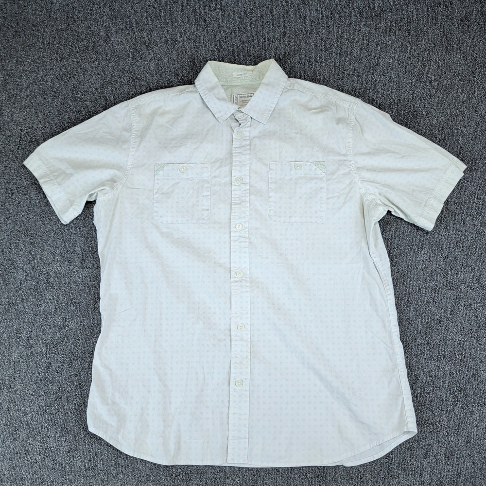 Alexander Julian Preppy Microprint Button Down Shirt Womens Large White Cotton